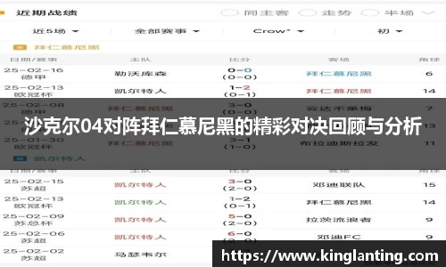 沙克尔04对阵拜仁慕尼黑的精彩对决回顾与分析